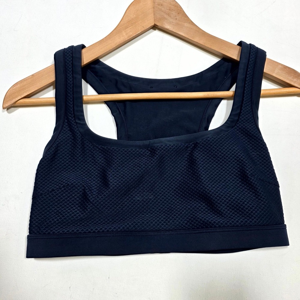 Heidi Klein Sports Bra Womens S Navy Blue Honeycomb Mesh Racerback Activewear